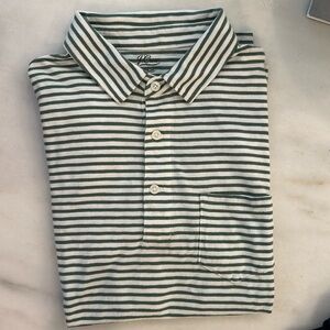 J Crew Short Sleeve green striped polo shirt with pocket. Medium